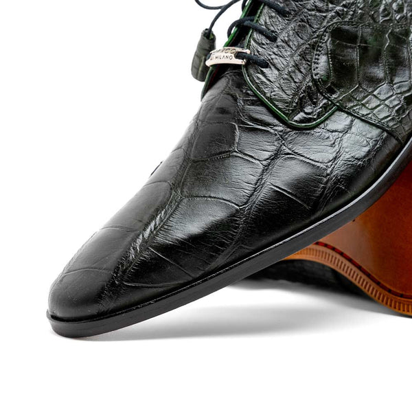 Marco Di Milano Fitipaldi Olive Alligator Derby Shoes