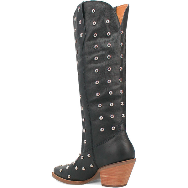 Dingo's Broadway Bunny Black Studded Snip Toe Leather Boots