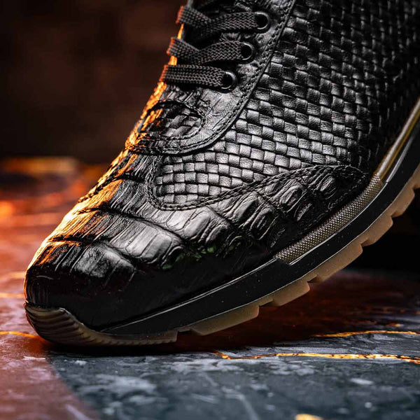 Marco Di Milano Roma Black Caiman Fashion Sneakers