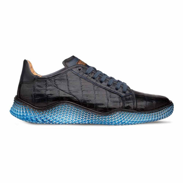 MEZLAN Men's Genuine Crocodile Blue Super Sneaker