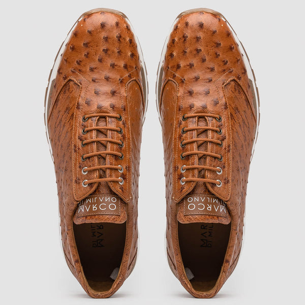 Marco Di Milano SCANNO Ostrich Antique Cognac Fashion Sneakers