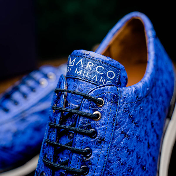 Marco Di Milano SCANNI Electric Blue Ostrich Quill Sneakers