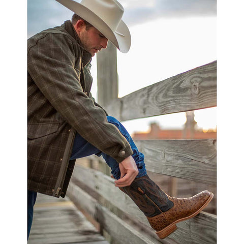 Corral Men's Square Toe Orix & Navy Blue Embroidered Boots