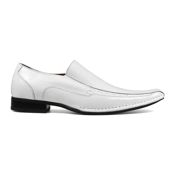 STACY ADAMS Templin White Real Leather Slip-Ons