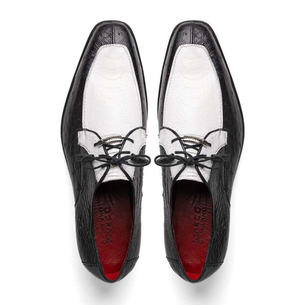 Marco Di Milano Andretti Dress White / Black Ostrich Leg Shoes