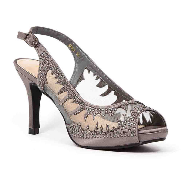 Lady Couture Spicy Gray Embellished Fabric Dress Pumps