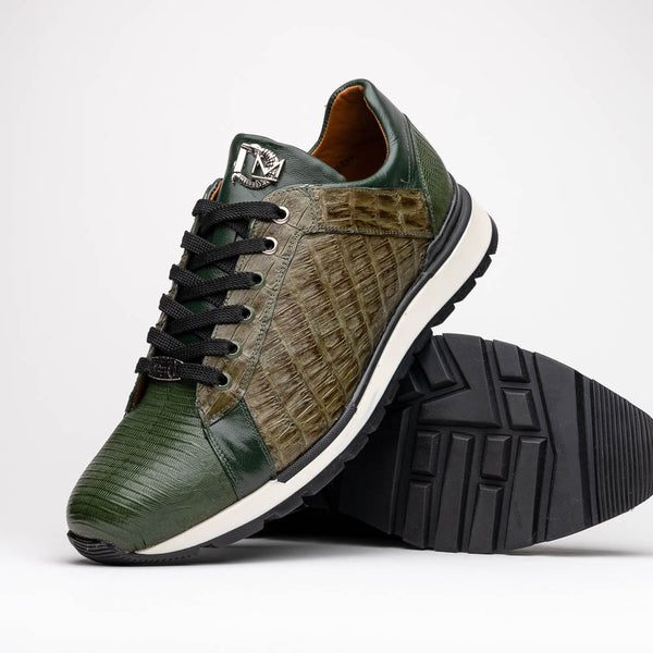 Marco Di Milano PORTICI Caiman Lizard Green/Olive Sneakers