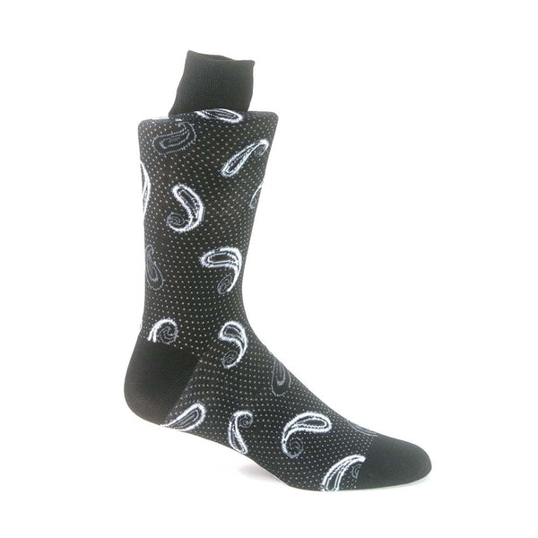 Talia Black & Grey Floral Motif Socks for Men