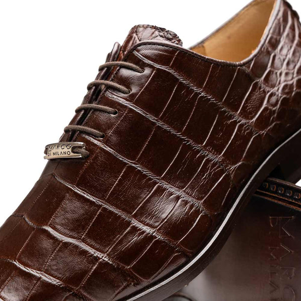 Marco Di Milano Bono Brown Alligator Dress Shoes