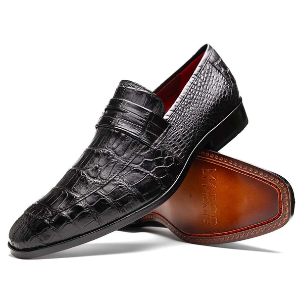 Marco Di Milano Matteo Black Alligator Penny Loafers