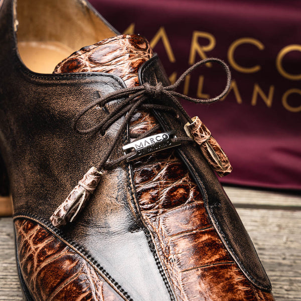 Marco Di Milano Anzio Derby Orix/Brown Alligator And Calfskin Shoes