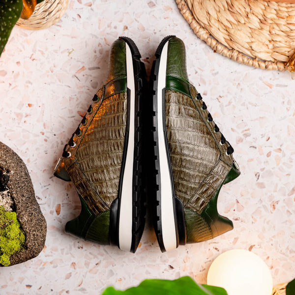 Marco Di Milano PORTICI Caiman Lizard Green/Olive Sneakers