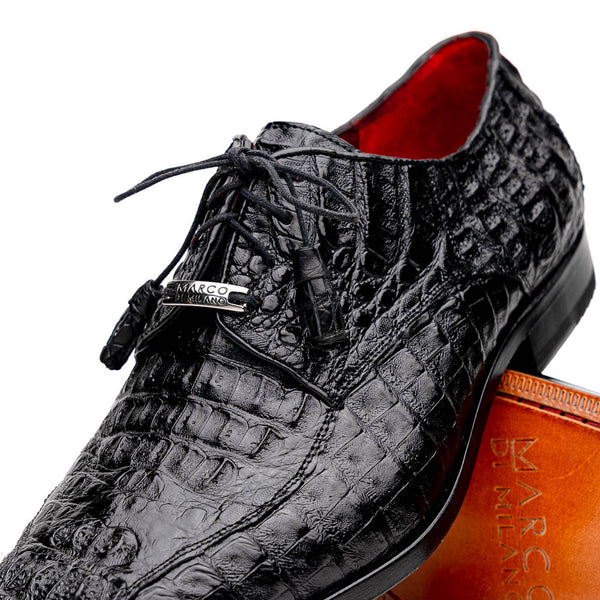 Marco Di Milano Apricena Derby Black Caiman Shoes