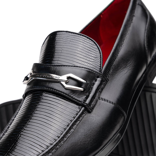 Marco Di Milano Hugo Lizard And Calfskin Black Bit Loafers