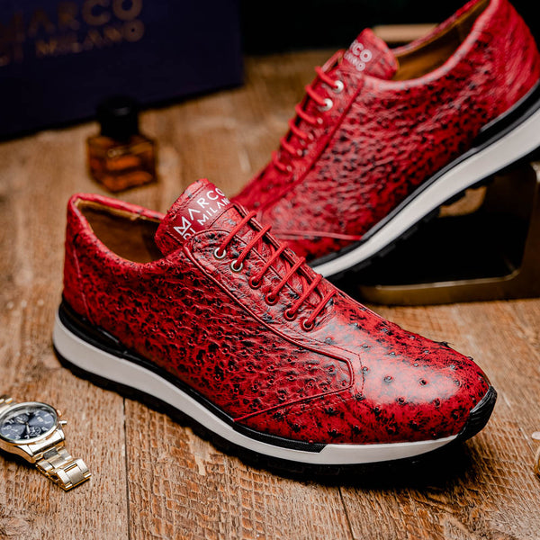 Marco Di Milano SCANNO Ostrich Antique Red Fashion Sneakers