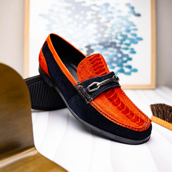 Marco Di Milano Hugo Ostrich Orange/Navy Loafers