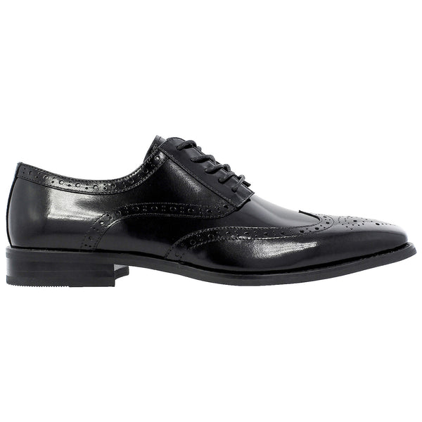 Tinsley Black Buffalo Leather Wingtip Oxfords by Stacy Adams