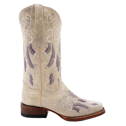 Ferrini Dreamer Clay Embroidered Full Grain Leather Narrow Square Toe Boots