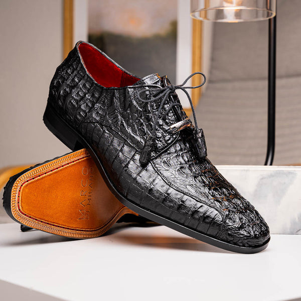 Marco Di Milano Apricena Derby Black Caiman Shoes