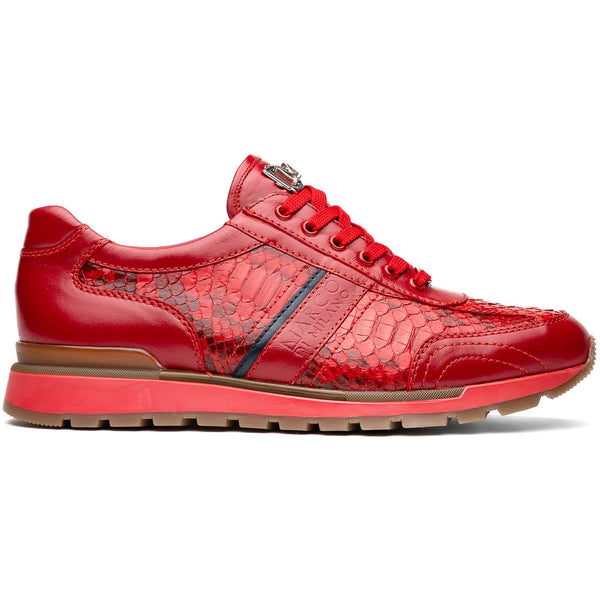 Marco Di Milano BRESCIA Red Hand-Painted Python & Calfskin Sneakers