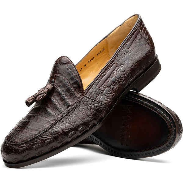 Marco Di Milano Bianchi Brown Genuine Caiman Tassel Loafers