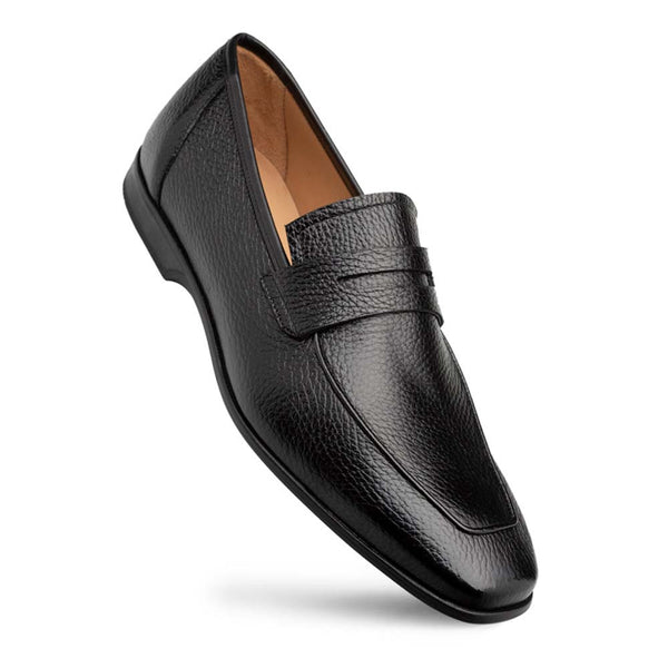 MEZLAN Men's Deerskin Black Penny Loafer