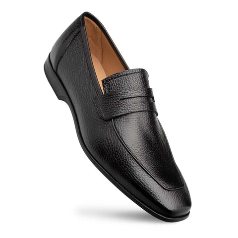 MEZLAN Men's Deerskin Black Penny Loafer