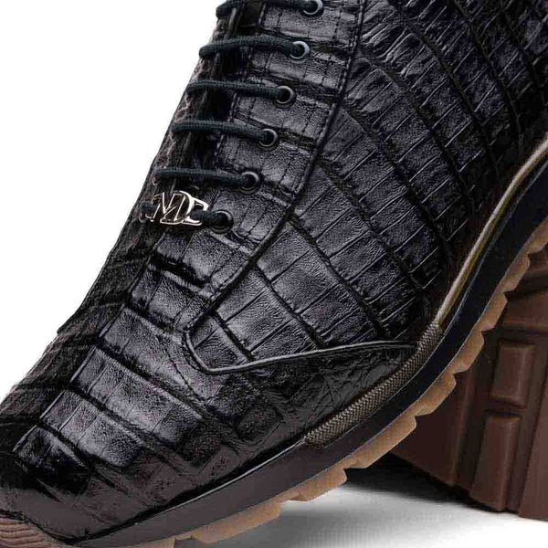 MARCO DI MILANO Alonzo Black Caiman Crocodile Sneakers