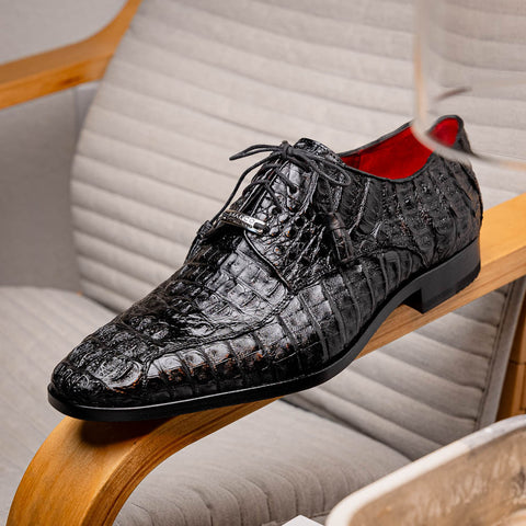 Marco Di Milano Apricena Derby Black Caiman Shoes