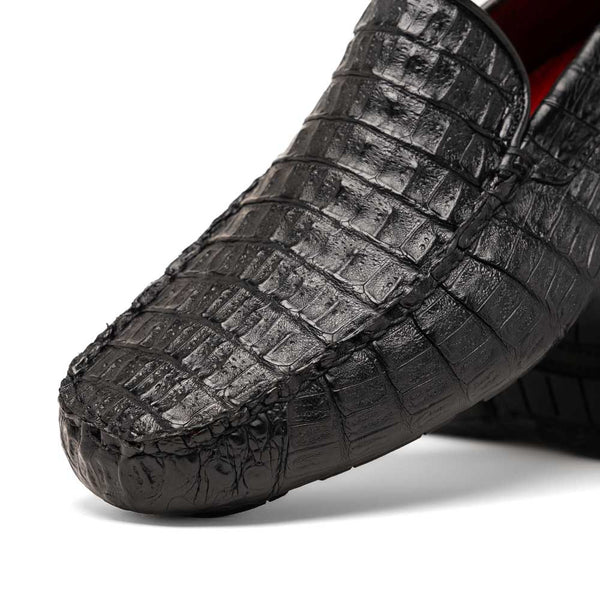 Marco Di Milano Remo Black Caiman Driving Slip-On Loafers