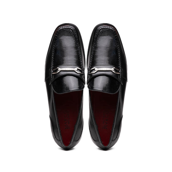 Marco Di Milano Hugo Lizard And Calfskin Black Bit Loafers