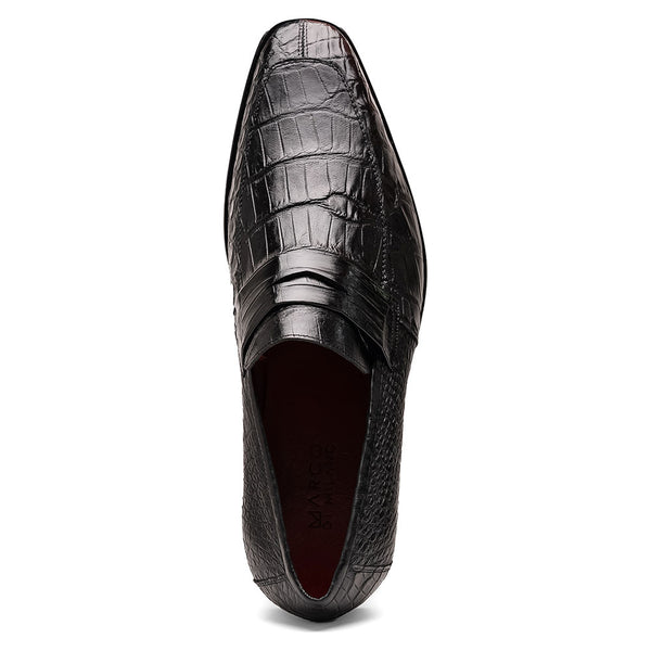 Marco Di Milano Matteo Black Alligator Penny Loafers