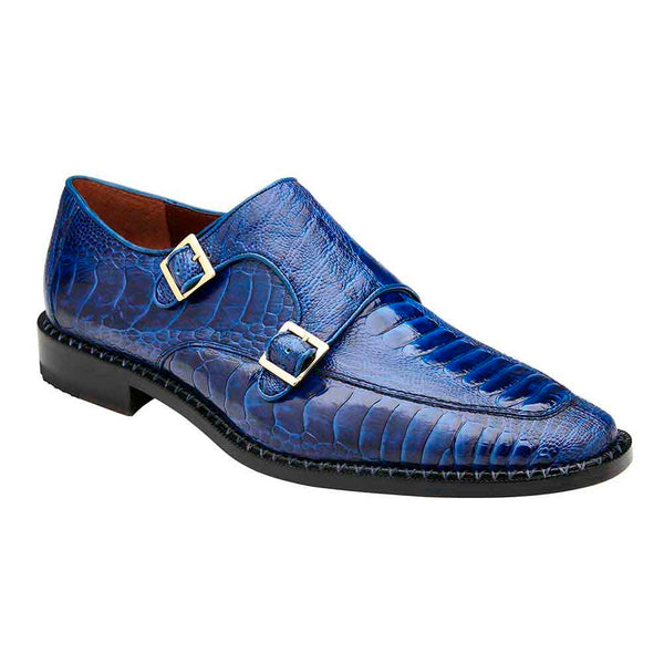 Belvedere Valiente Double Monk-Strap Ocean Genuine Ostrich Loafers ...