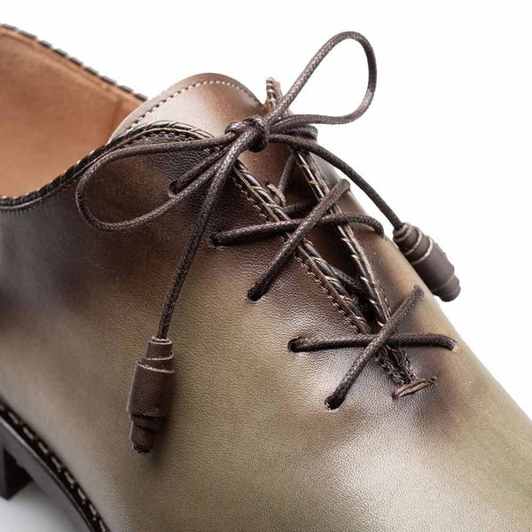 Mezlan Barbaro Olive/Mocha Calfskin Leather Two-Tone Whole-Cut Oxfords