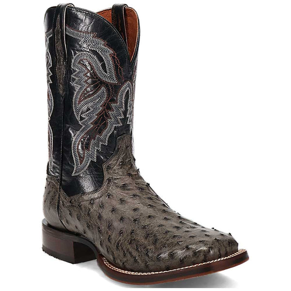 Dan Post Men’s Alamosa Grey/Black Full Quill Ostrich Boots