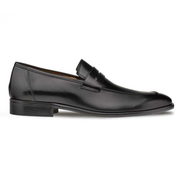 Mezlan Black Burnished Calfskin Penny Loafer