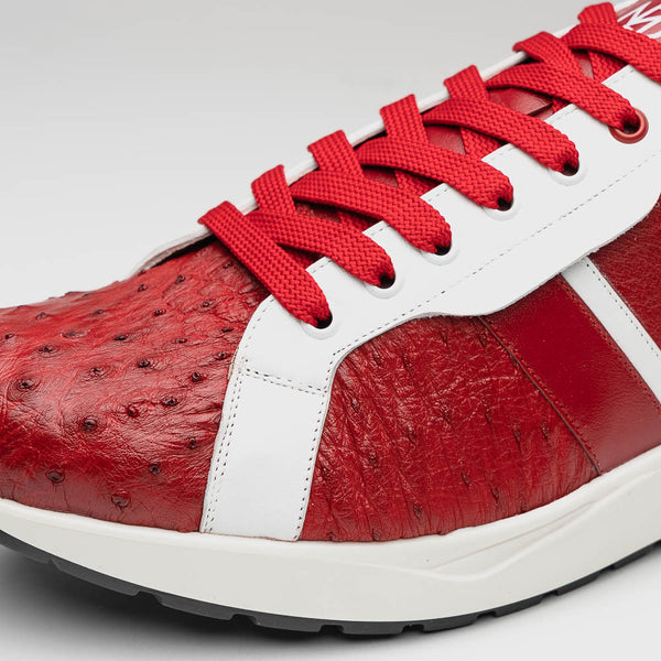 Marco Di Milano LYON II Ostrich and Calfskin Red/White Sneakers