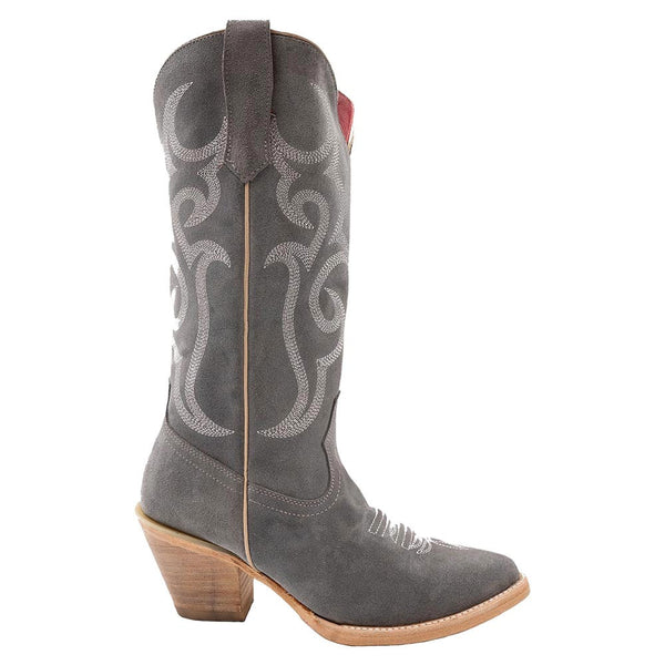 Ferrini Quinn Gray Full Grain Leather Snipped Toe Cowboy Boots