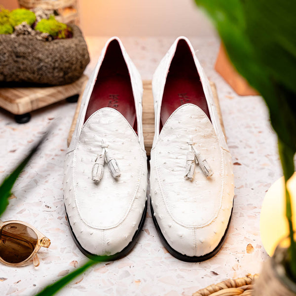 Marco Di Milano Aubiere White Ostrich Loafers