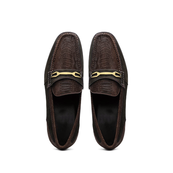 Marco Di Milano Hugo Ostrich Brown Sueded Loafers