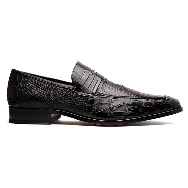 Marco Di Milano Matteo Black Alligator Penny Loafers