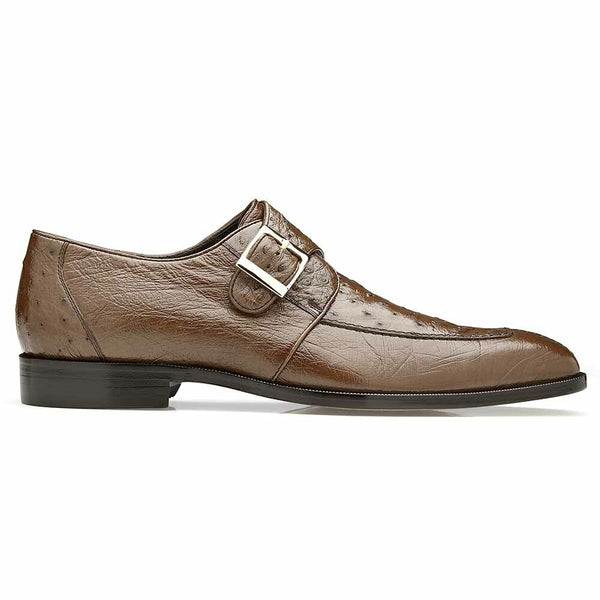 Belvedere Josh Men's Split Toe Monkstraps Brown Genuine Ostrich Loafers