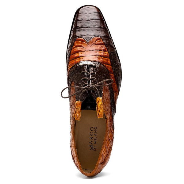 Marco Di Milano Luciano Caiman Brown/Cognac Wingtips Shoes