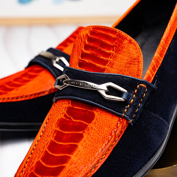 Marco Di Milano Hugo Ostrich Orange/Navy Loafers