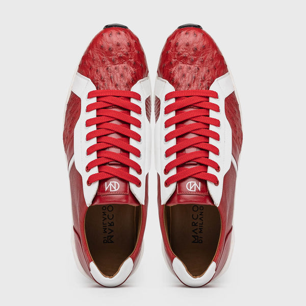 Marco Di Milano LYON II Ostrich and Calfskin Red/White Sneakers