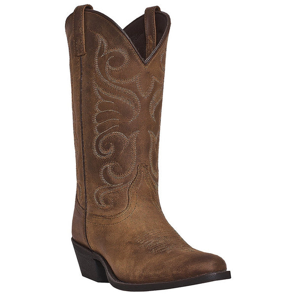 Bridget Tan Distressed Leather Boots by Laredo