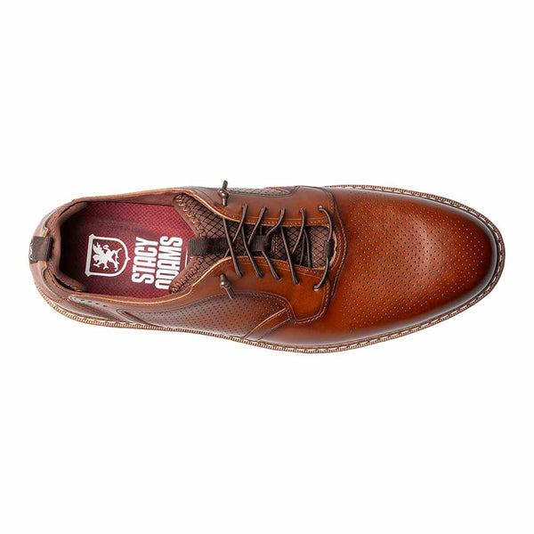 Stacy Adams Cognac SYNC Plain Toe Elastic Lace Up Shoes