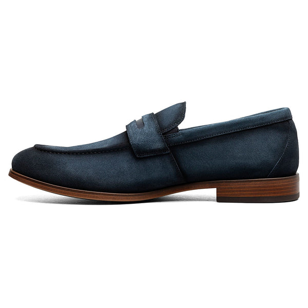 Stacy Adams Burke Navy Suede Men’s Moc Toe Saddle Slip On Shoes