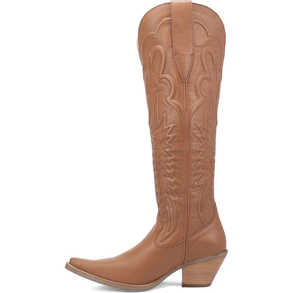 Dingo Raisin Kane Brown Embossed Zipper and Snip Toe Leather Boots