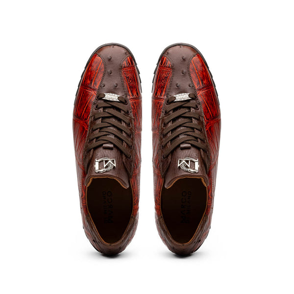 Marco Di Milano SAULO Alligator/Ostrich Cognac Fashion Sneakers